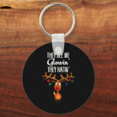 Funny Reindeer “they See Me Glowin’ They Hatin’” C Sleutelhanger (Voorkant)