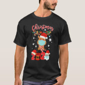 Funny Reindeer Wearing Facemask Tree Light Christm T-shirt (Voorkant)
