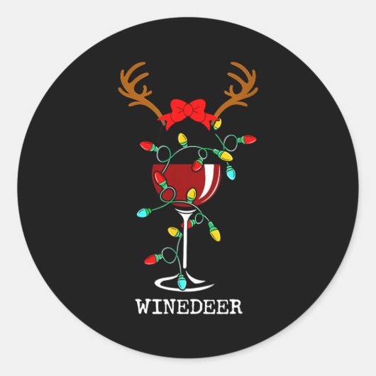 Funny Reindeer Winedeer Reinbeer Matching Couples Ronde Sticker (Voorkant)