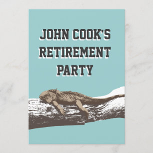 Funny Relaxed Iguana Retirement Party Kaart