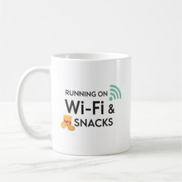 Funny Remote Work Mug Wi-Fi and Snacks Quote Koffiemok