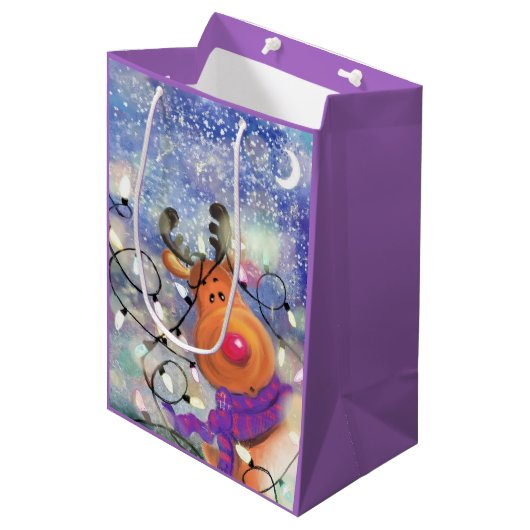 Funny Rendier Kerst Cadeautas (Voorkant Gekanteld)