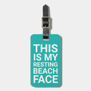 Funny Resting Beach Face Blauwgroen reizen Bagagelabel