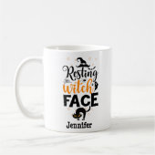 Funny Resting Witch Face Halloween gepersonaliseer Koffiemok (Links)