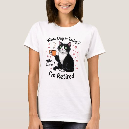 Funny Retired Cat Tea Relaxed Humor T-shirt (Voorkant)
