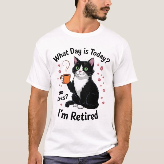 Funny Retired Cat Tea Relaxed Humor T-shirt (Voorkant)