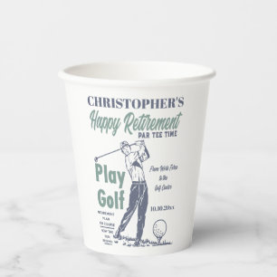Funny Retirement Golfer Theme Retro Golf Papieren Bekers