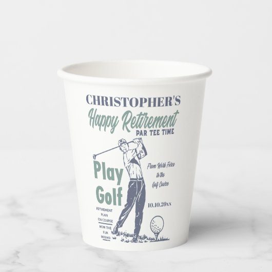 Funny Retirement Golfer Theme Retro Golf Papieren Bekers (Voorkant)