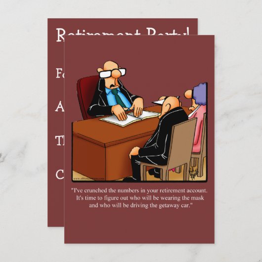 Funny Retirement Party Invitation "Spectickles" Kaart (Voorkant / Achterkant)