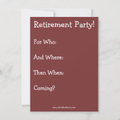 Funny Retirement Party Invitation "Spectickles" Kaart (Achterkant)