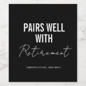 Funny Retirement | Zwarte Wijnlabel Wijn Etiket (Enkel label)