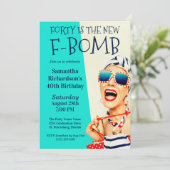 Funny Retro 40th Birthday F-Bomb Kaart (Staand voorkant)