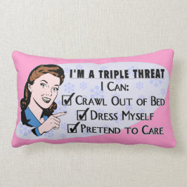 Funny Retro 50's Sarcastische vrouw: Triple Threat Kussen