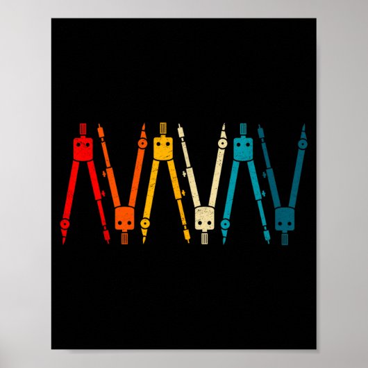 Funny Retro Architect Comp Rainbow Design  Poster (Voorkant)