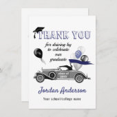Funny Retro auto's rijden door Afstuderen parade b Bedankkaart (Voorkant / Achterkant)