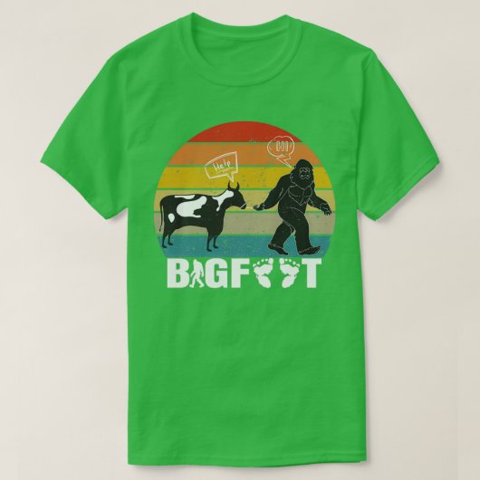 Funny  Retro Bigfoot met Koe T-shirt (Design voorkant)