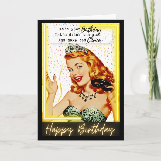 Funny Retro Birthday Card Best Friend-Sassy-Choice Kaart (Voorkant)