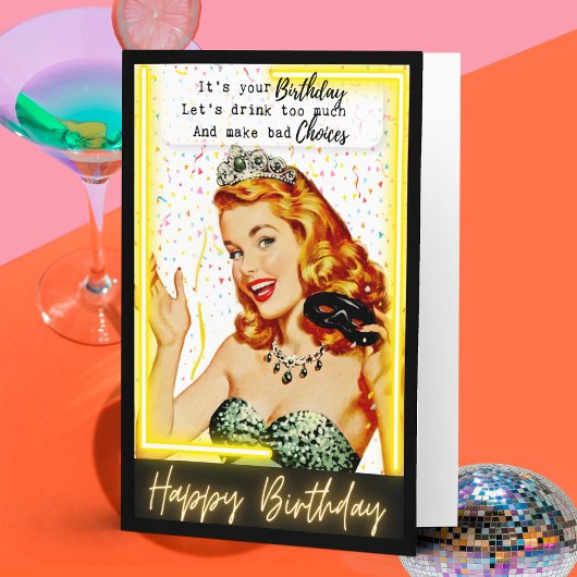 Funny Retro Birthday Card Best Friend-Sassy-Choice Kaart