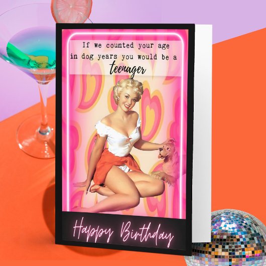 Funny Retro Birthday Card Best Friend-Sassy-Dog Kaart
