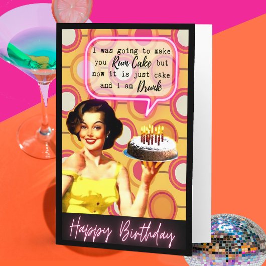 Funny Retro Birthday Card Best Friend-Sassy-Rum Kaart