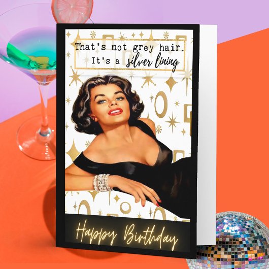 Funny Retro Birthday Card Best Friend-Sassy-Silver Kaart