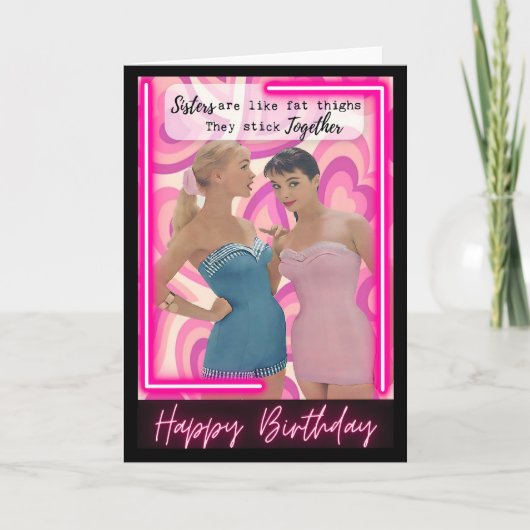 Funny Retro Birthday Card Best Friend-Sassy-Sister Kaart (Voorkant)