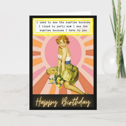 Funny Retro Birthday Card Best Friend-Sassy-Sun Kaart (Voorkant)