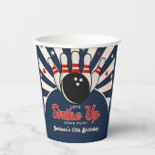 Funny Retro Bowling Birthday Party for Kids Papieren Bekers (Voorkant)