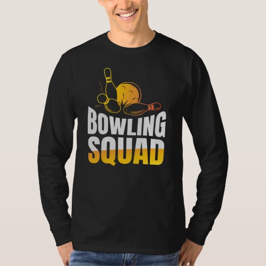 Funny Retro Bowling Squad Team Mannen Lange hoes T-shirt (Voorkant)
