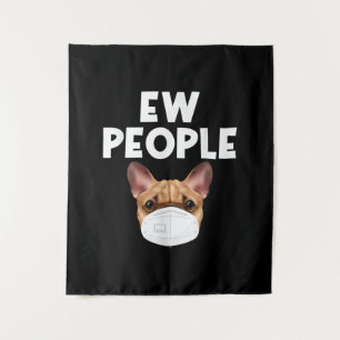 Funny Retro Bulldog Wearing Mask Ew People Wandkleed