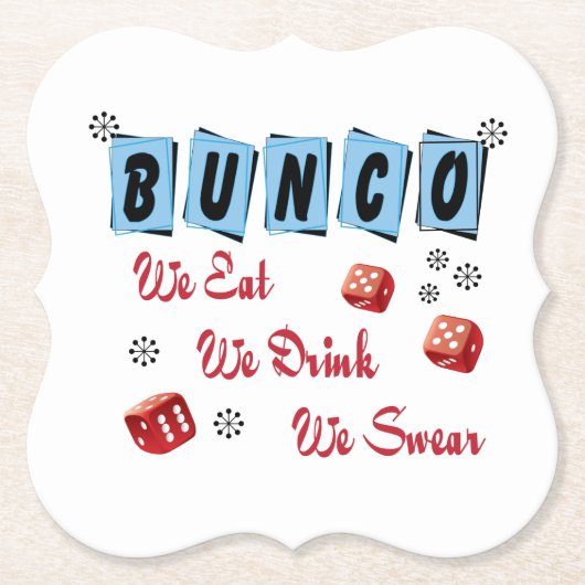 Funny Retro Bunco Drink  Kartonnen Onderzetters (Voorkant)
