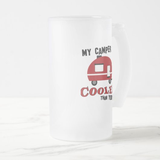 Funny Retro Camper Frosted Beer Mok (Voorkant rechts)