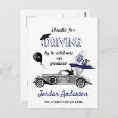 Funny Retro Car Drive by Afstuderen Hartelijk dank Briefkaart (Voorkant / Achterkant)