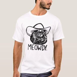 Funny Retro Cat Cowboy Meowdy Western Land Cat T-shirt