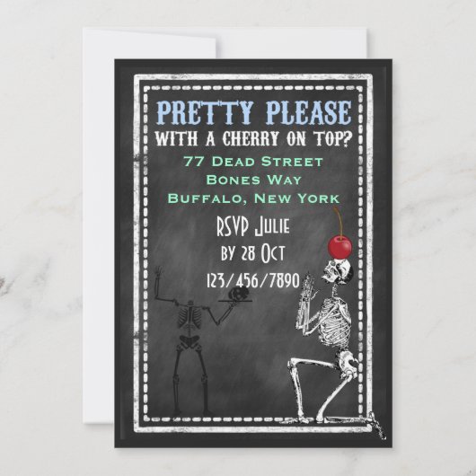 Funny Retro Chalkboard Kinder Partij Uitnodigingen (Achterkant)