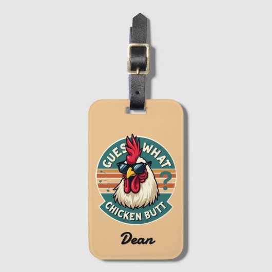 Funny Retro Chicken Butt Joke Design Bagagelabel (Voorkant (verticaal))