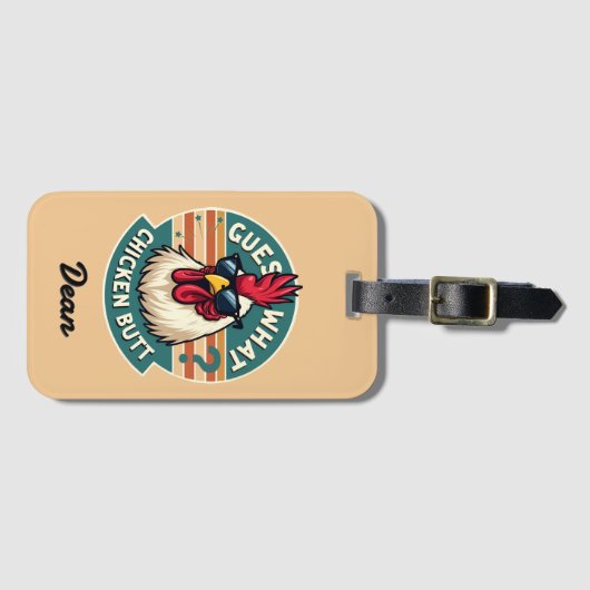 Funny Retro Chicken Butt Joke Design Bagagelabel (Voorkant (horizontaal))