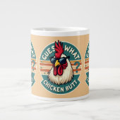 Funny Retro Chicken Butt Joke Design Extra Grote Beker (Voorkant)