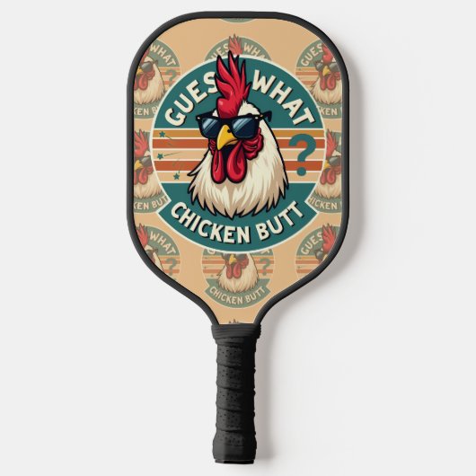  Funny Retro Chicken Butt Joke Design Pickleball Paddle (Achterkant)