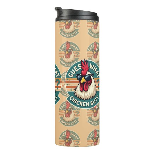 Funny Retro Chicken Butt Joke Design Thermosbeker (Geroteerd rechts)