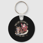 Funny Retro Christmas Cat  Sleutelhanger (Voorkant)