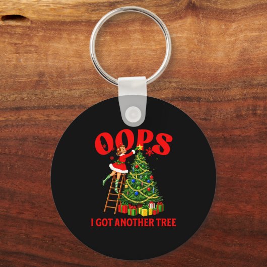 Funny Retro Christmas Oops I Got Another Tree Prem Sleutelhanger (Voorkant)