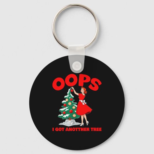 Funny Retro Christmas Oops I Got Another Tree  Sleutelhanger (Voorkant)