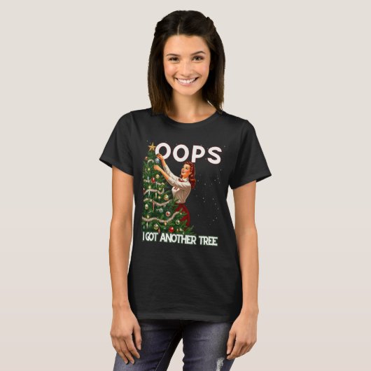 Funny Retro Christmas Oops I Got Another Tree T-shirt (Voorkant volledig)