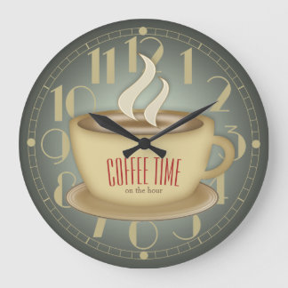 Funny Retro Coffee Time Custom Color Grote Klok