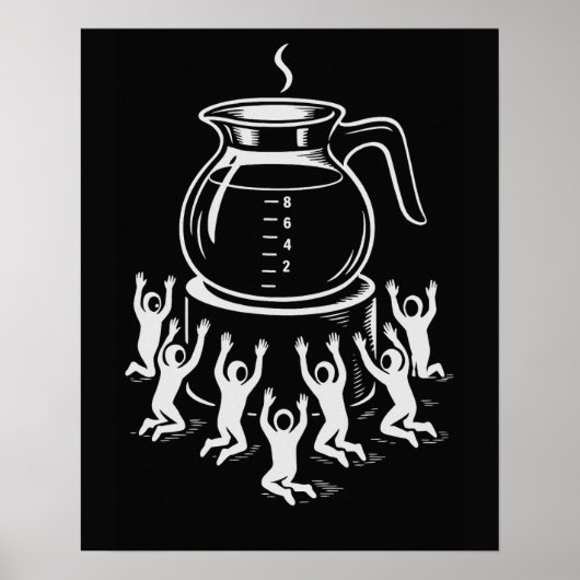 Funny Retro Coffee – Worship Coffee Poster (Voorkant)