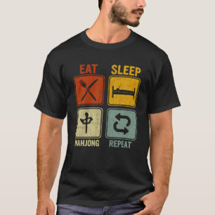 Funny Retro Design voor mannen die slapen Mahjong T-shirt