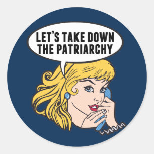 Funny Retro Feministische Pop Art Anti-Patriarchie Ronde Sticker