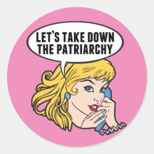 Funny Retro Feministische Pop Art Anti Patriarchy  Ronde Sticker
