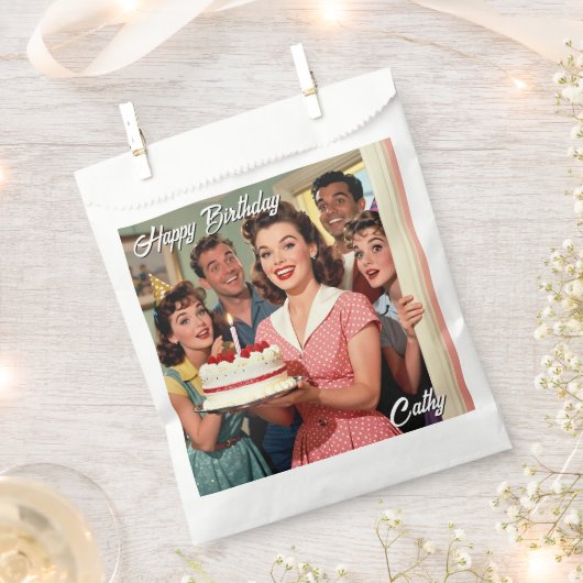 Funny Retro Friends Personalized  Birthday Bedankzakje (Geknipt)